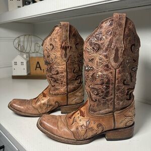 Corral Women’s Western Boots Size 9M Studded Leather Brown Cowgirl Boots